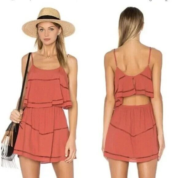 LOVERS FRIENDS Womens Dress Small Orange Pullover Mini Sundress PARADISE BAY - Picture 1 of 8